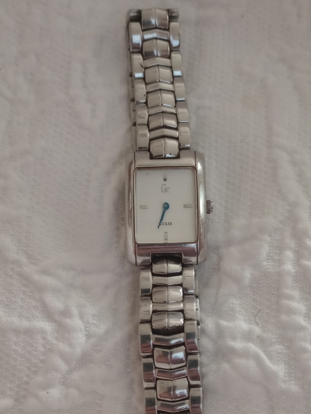 🥰3/$25 GUESS COLLECTION Silver Bracelet Watch with Blue Hands